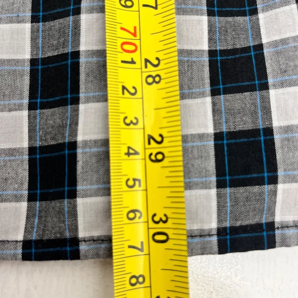 Wrancher By Wrangler Mens XL‎ Button Up Western Shirt Black Plaid Pearl Snap